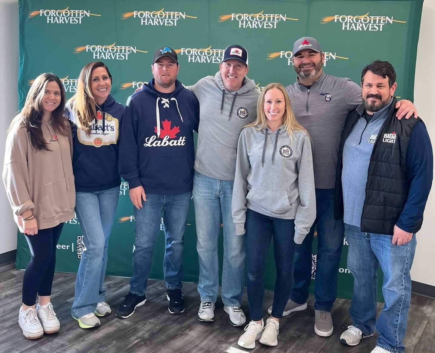 A group of North American Breweries employees volunteering with Forgotten Harvest